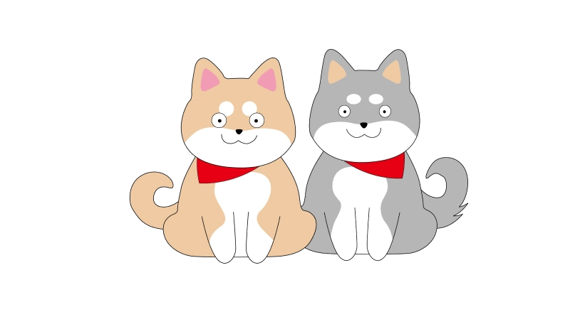 2匹の犬のイラスト